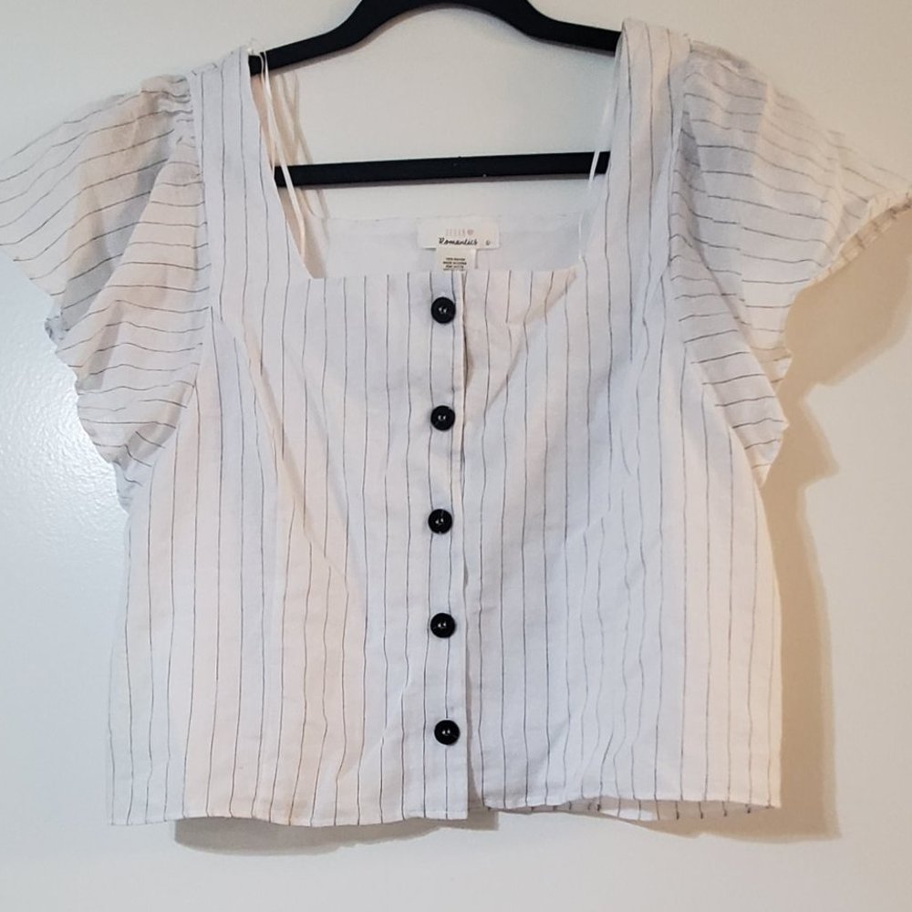 URBAN Romantics Women's Button Down Striped Blouse